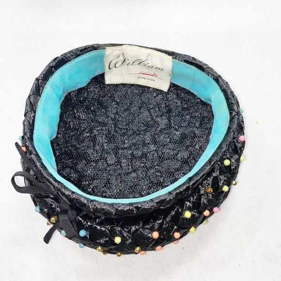 Vintage Black Rainbow Neon Rhinestone Studded Beret main image 10